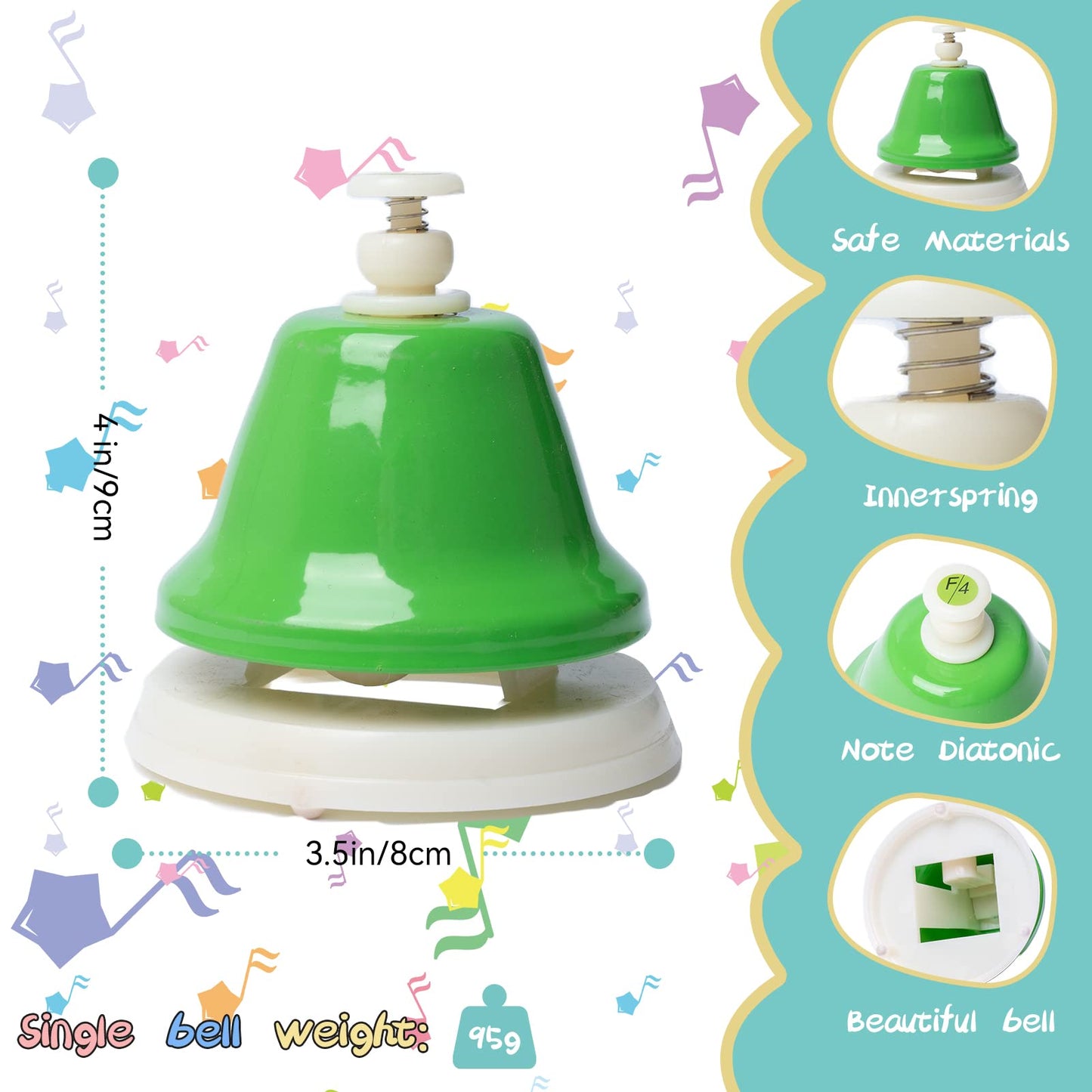 Desk Bells, Rainbow Diatonic Hand Bells For Kids With 17 Songbook & Musical Flash Cards, Toddler Preschool Musical Learning Toys, Boys & Girls Birthday Gift For 3-Year-Old And Over