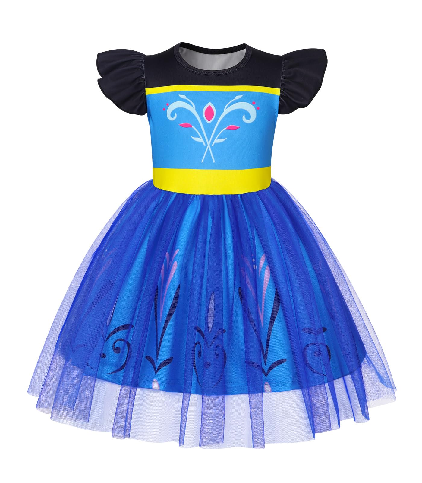 HenzWorld Princess Dress for Little Girls Fancy Costume Dress up for Girls Kids Short Flutter Sleeve Tulle Tutu Dress Halloween