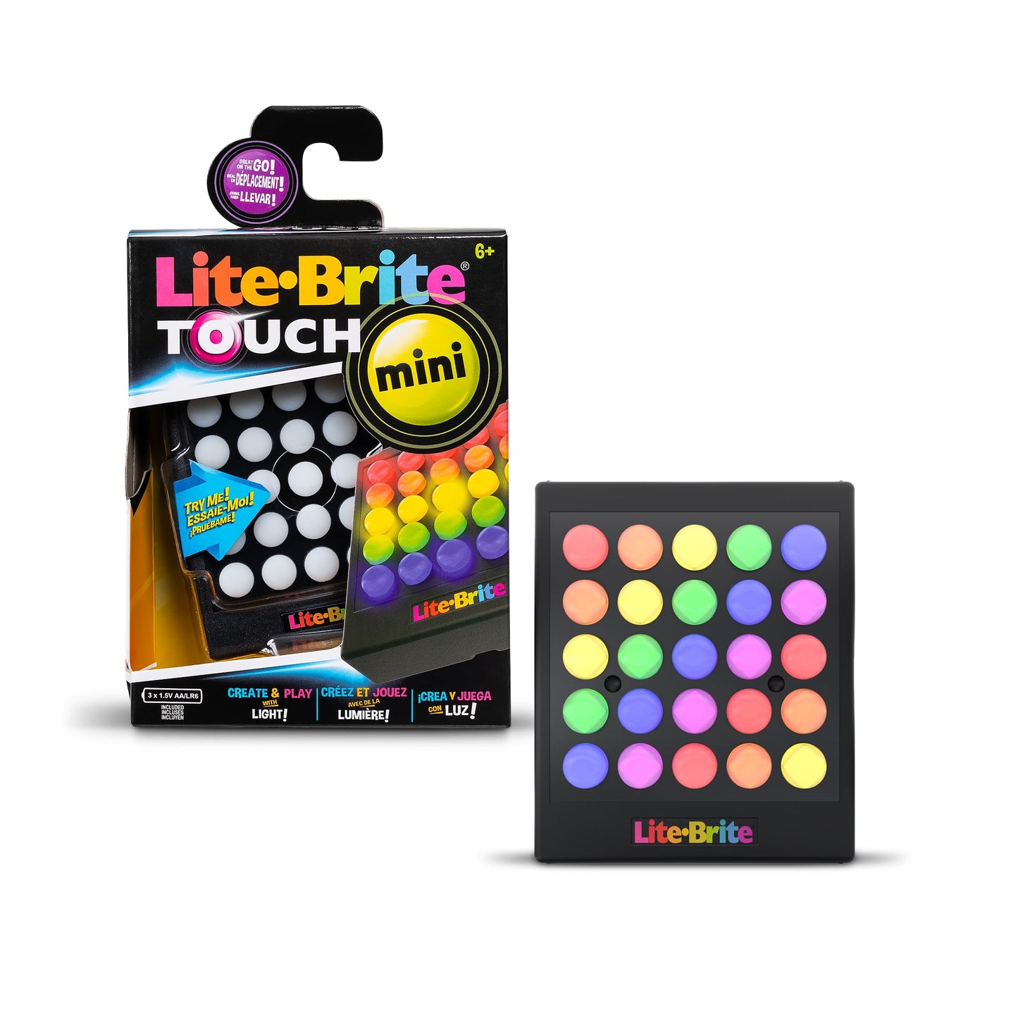 Lite Brite Mini Touch Art Set - Creative Light-Up Toy for Ages 6+, Model 02405, Made of Durable ABS Plastic, Colorful Mini Design