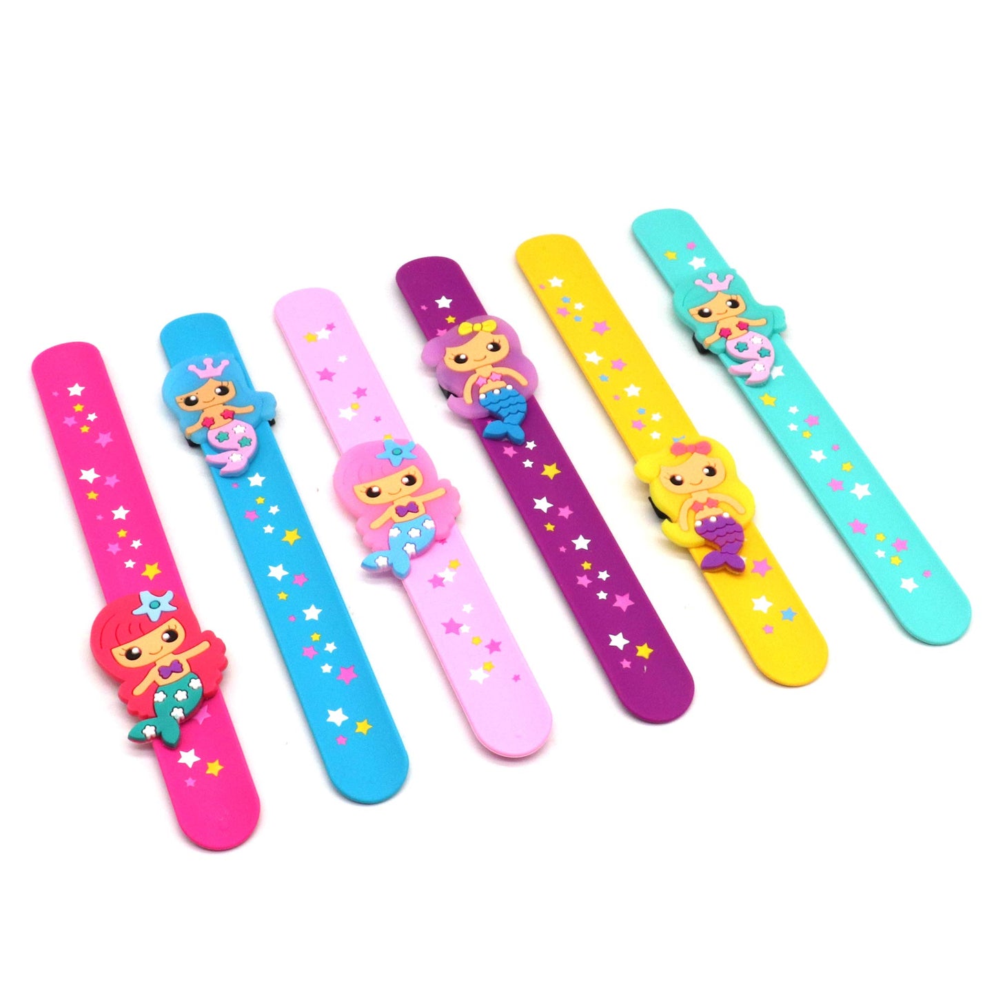 LOCHSOEL Silicone Mermaid Slap Bracelets - Cute Mermaid Theme Birthday Party Favors , Girls Party Favors Gifts Carnival Prizes S