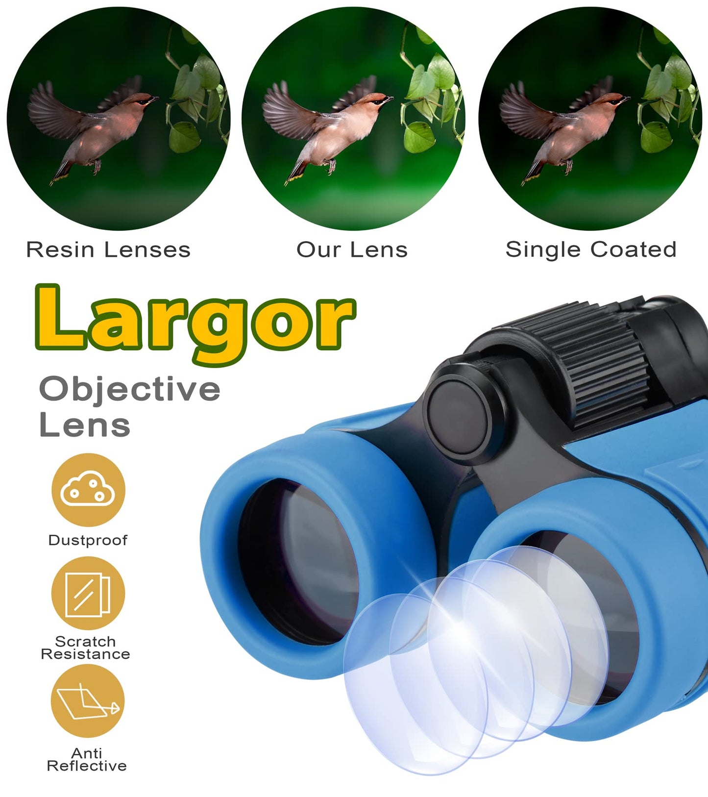 S Syxspecial Binoculars for Kids, Toys for 3-12 Years Boys and Girls High-Resolution Optics Shockproof Mini Compact Toy Binocula