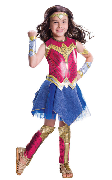 Rubies 244966 Batman V Superman Dawn Of Justice-Girls Deluxe Wonder Woman Costume- Red - Large