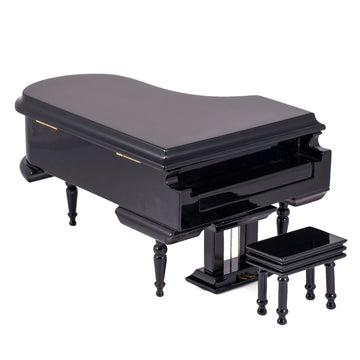 Broadway Gifts Black Baby Grand Piano Music Box With Bench And Black Case