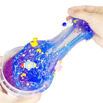 Dual Color Blue And Purple Galaxy Slime 13Oz Big Bucket,Stretchy & Non-Sticky,Idea Stocking Stuffers,Party Favors For Kids, Sens
