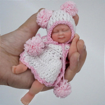 Mire & Mire 4.5 Inch Micro Sleeping Full Silicone Mini Baby Doll With Feeding Accessories Realistic Doll For Children 3+