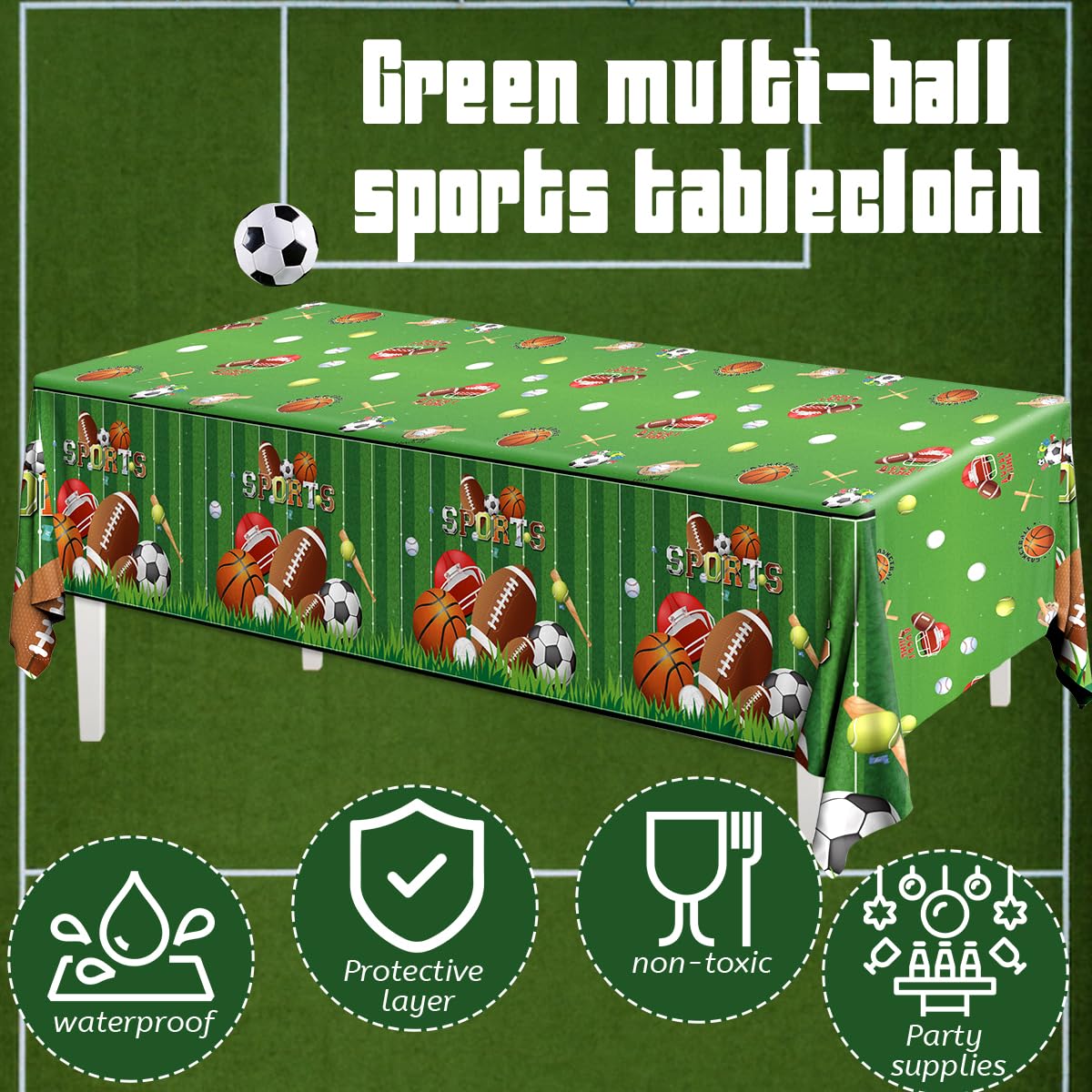 Dydamud Sports Theme Birthday Party Supplies,3Pcs Sports Plastic Tablecloths Disposable All Star Table Covers Soccer Basketball