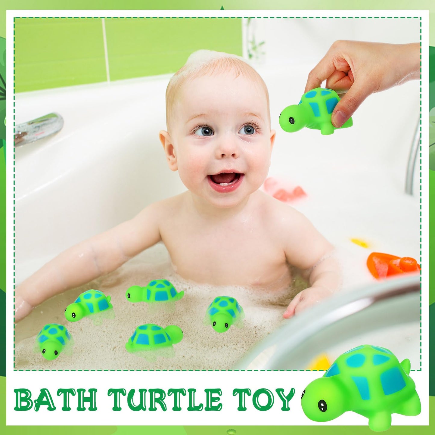 Zubebe Rubber Frogs Squeak And Floating Frog Sea Turtle Rubber Bath Toy Baby Shower Swimming Bathtub Toys For Shower Frogs Bathtub Birthday Party Decoration Boys Girls Bath Toys (Sea Turtle, 24)