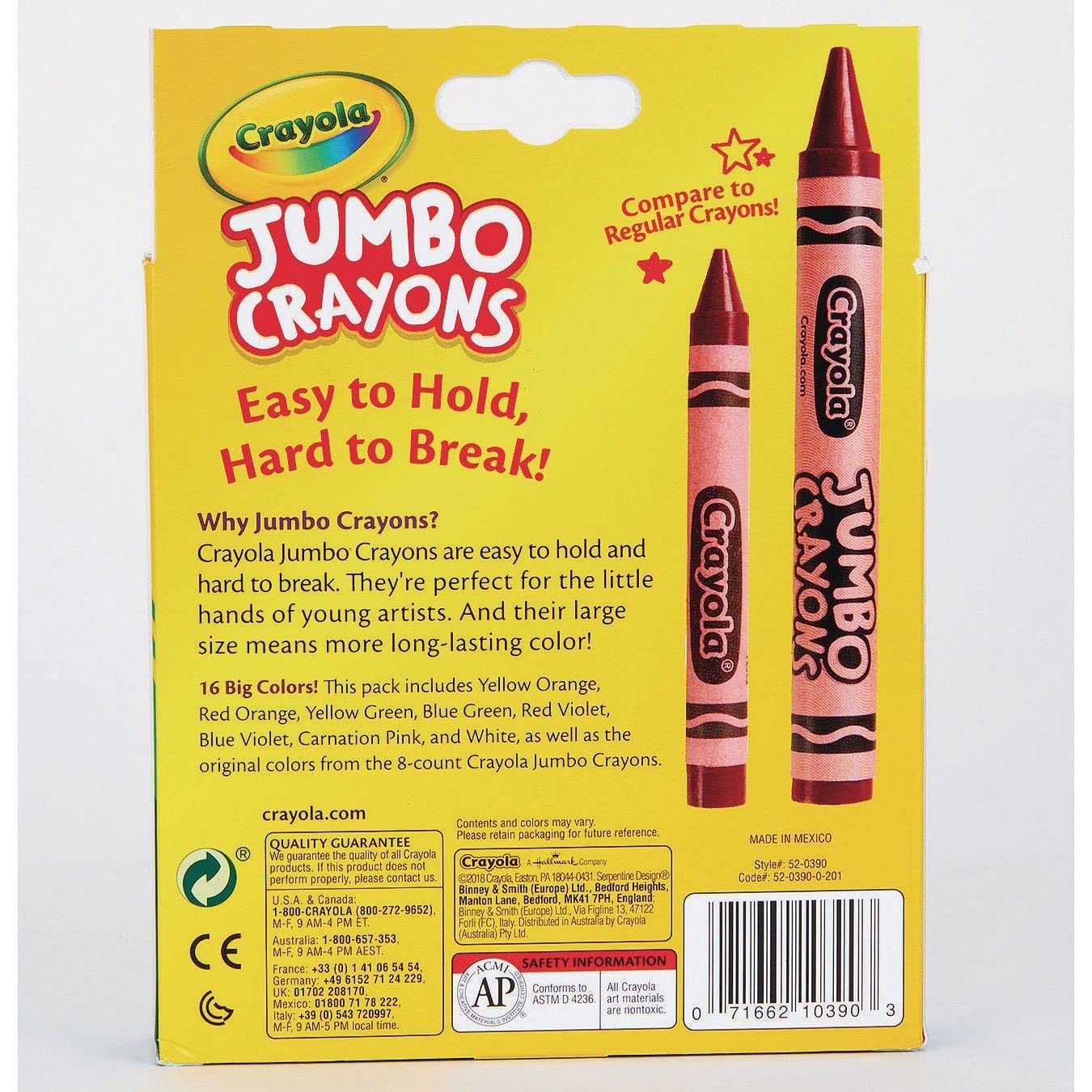 CRAYOLA JUMBO CRAYONS 16 COLOR SET