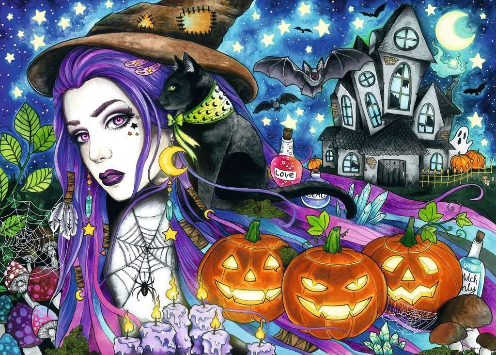 Ravensburger 1000 Piece Halloween Puzzle - Model 16871, Linen Material
