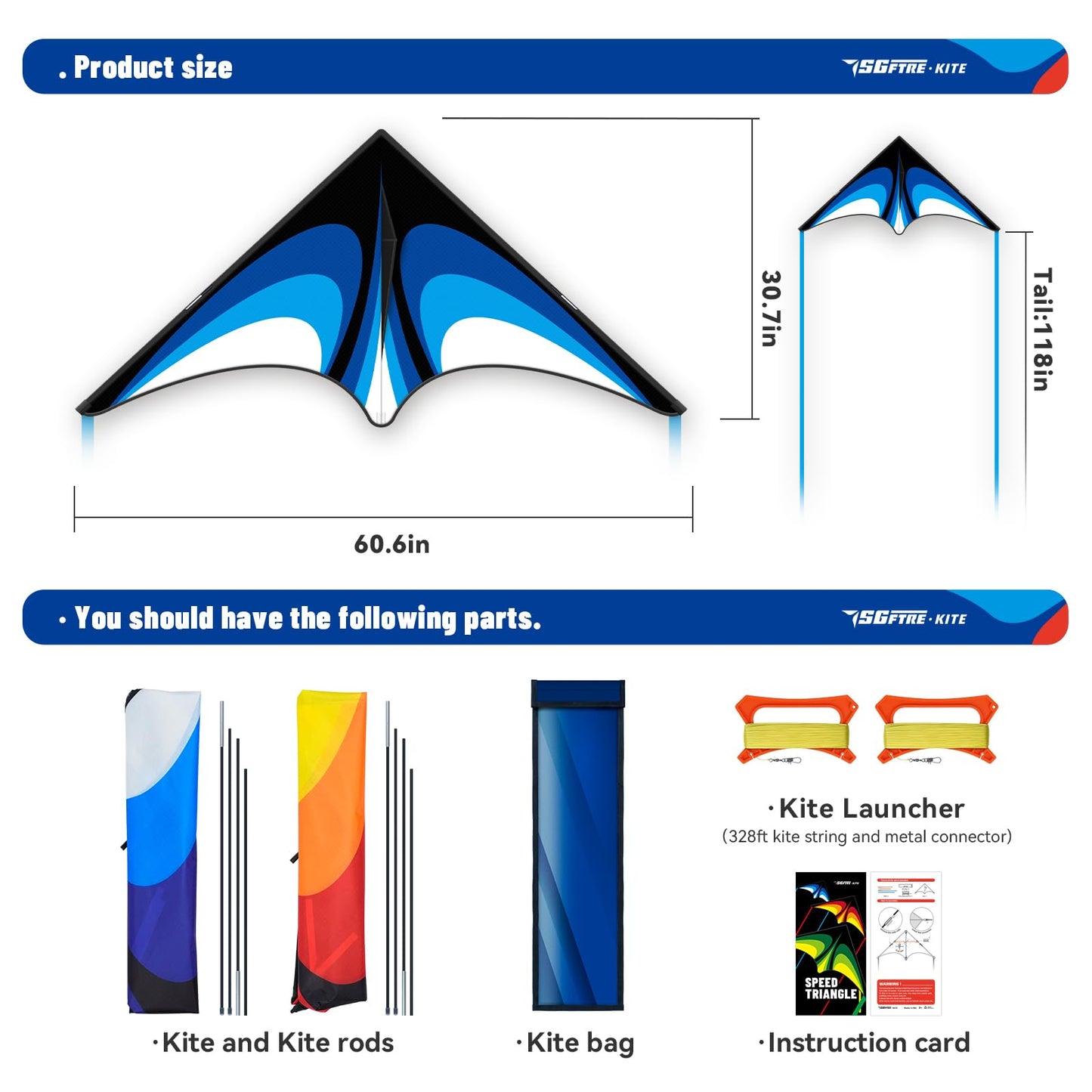 Sgftre Red Blue Delta Kite For Kids And Adults,Single Line Kites Kids Flying Toys,Two Piece Large Delta Kite For Beach Flying Ki