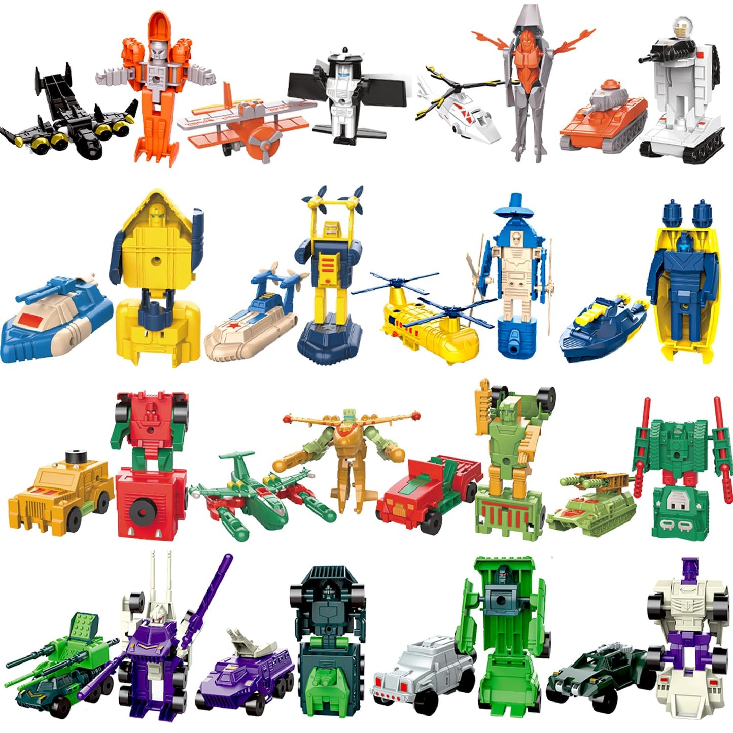 Scktyzs Mini Transform Robot For Kids 3-6 Years, 7 Collectible Rescue Vehicle Construction-Bot Playset Boys Hero Figure Modified Bots 4.5-Inch Converting Action Figures Easter Gift