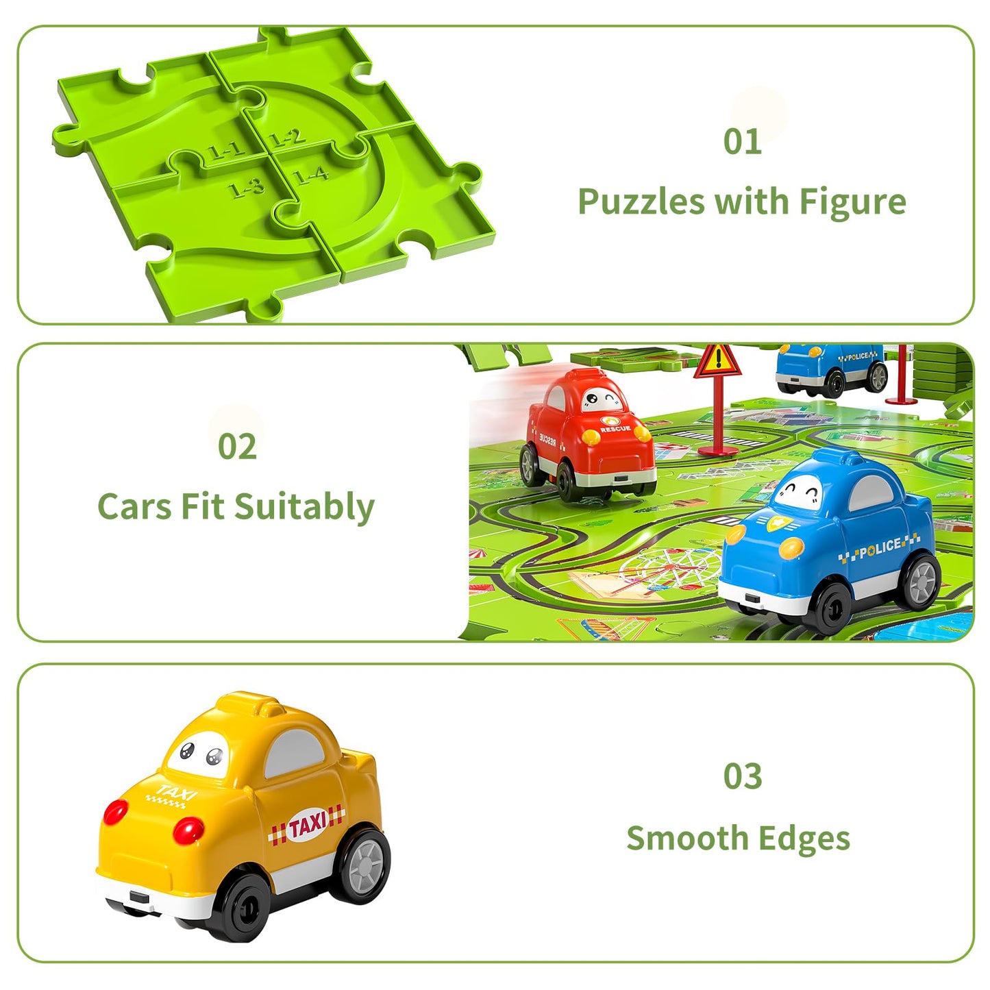 Temi 64 Pieces Puzzle Race Tracks Car Set Toys For Kids Ages 3-5 - Toddler Toys Gifts For 3 4 5 Year Old Boys, Puzzle Tracks Car Toys For Boys Ages 3-5 4-6, 3 4 5 6 Year Old Boys Birthday Gifts