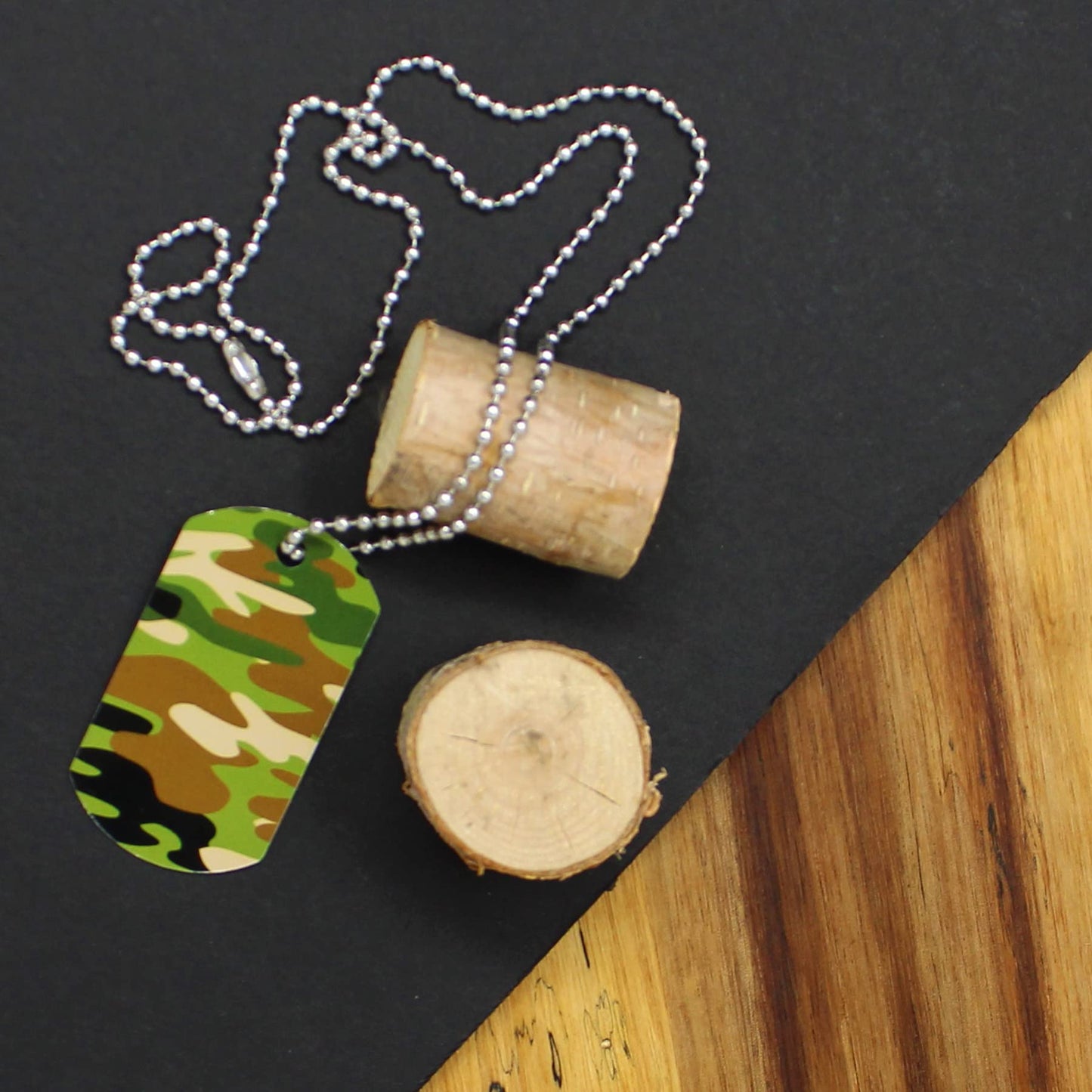 Camouflage Dog Tag Necklaces - Army Dog Tags Chain Necklace Bulk 48 pk - Camo Necklace - Army Party Favors - Camo Birthday Party
