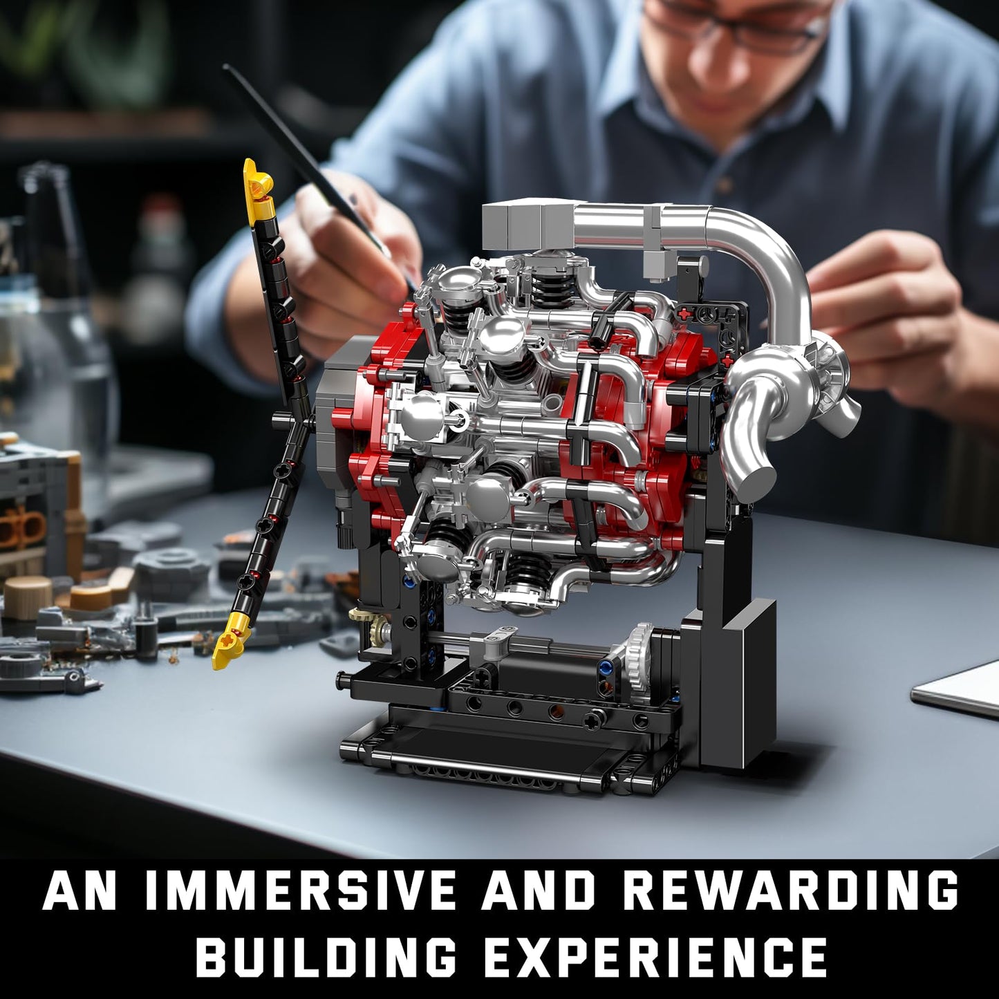 Mould King 10211 Radial Aircraft Engine Building Sets Intelligent Chip Drive Engine Model Kit That Runs Build Your Own STEM Model Engine Gift for Age 14+/mature-themed Collections Enthusiasts (1147+ PCS)