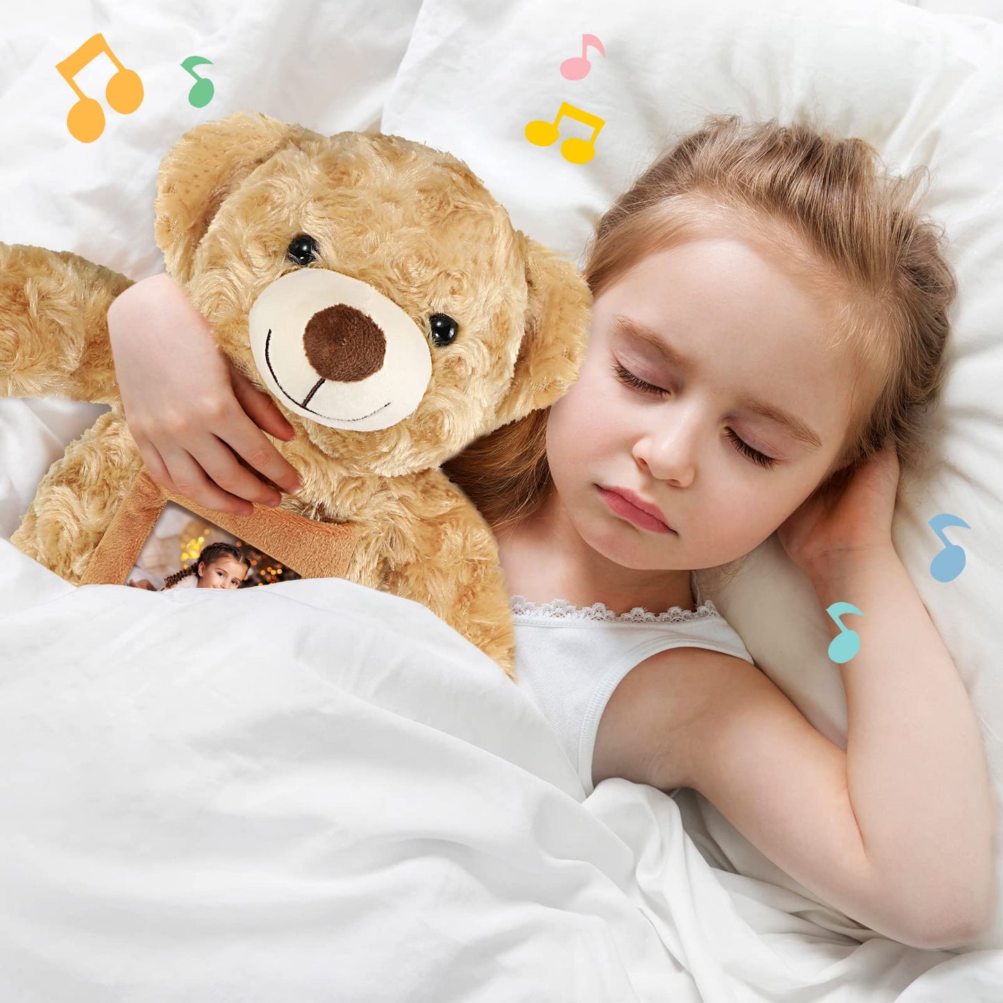 Leyndo Bear with Voice Recording Remembrance Stuffed Animal with Picture Recordable Messages Memorial Toy for Baby Shower Birthd