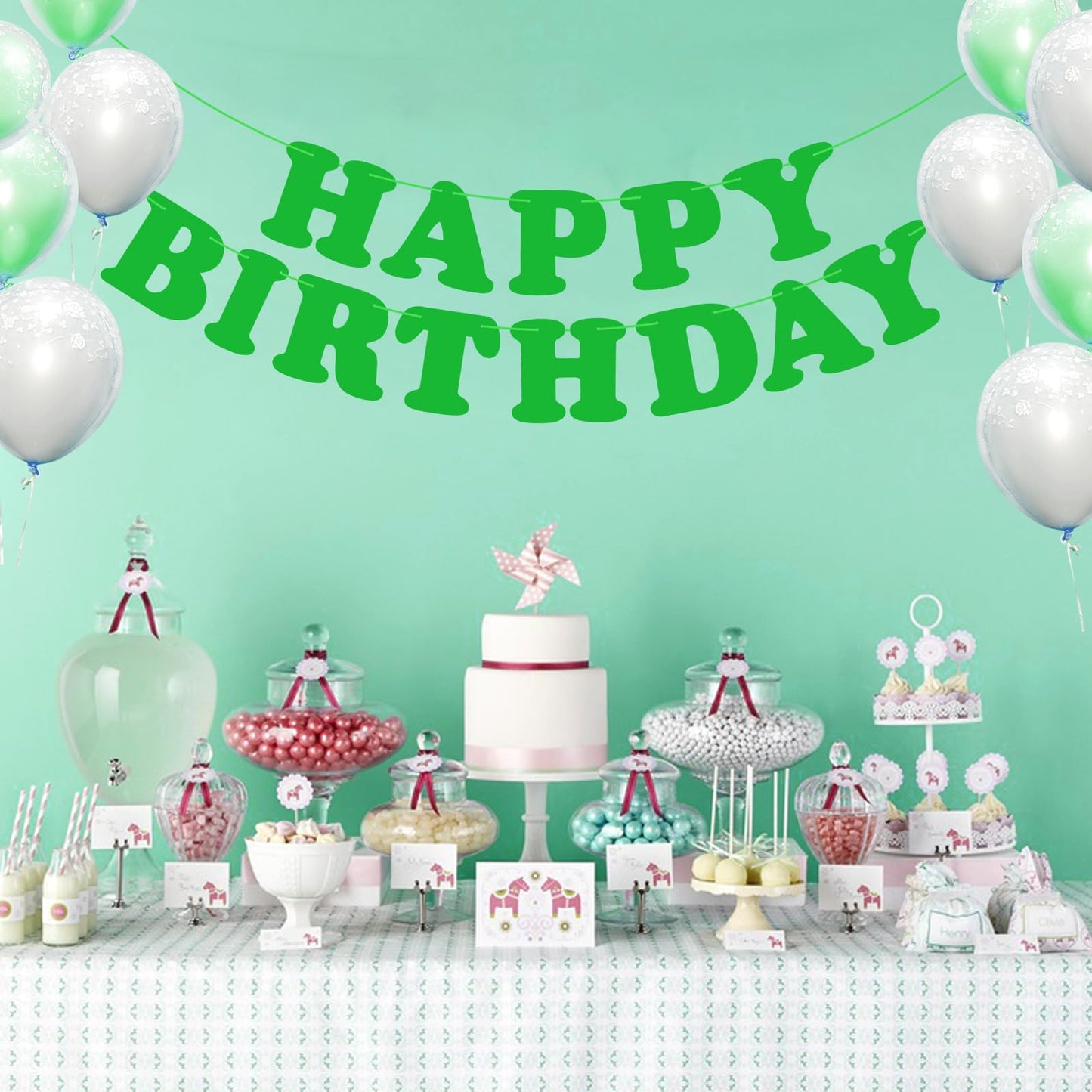 Green Happy Birthday Banner Sign Happy Birthday Bunting Banner Flag Garland For Kids Boys Baby Birthday Party Decorations Supplies