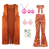Cuteshower Girl Hippie Costume 70S 60S Hippie Outfits For Girls Halloween Cosplay Party (Brown, 8-9 Years)
