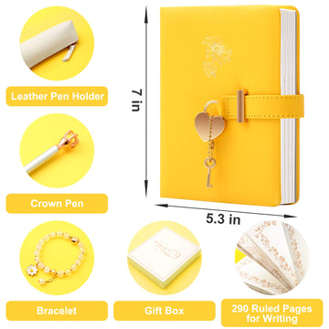 Diary With Lock For Girls - Birthday Gifts For Girls Ages 8 9 10 11 12 Year Old - Arts And Crafts For Kids - Journal Kit Include