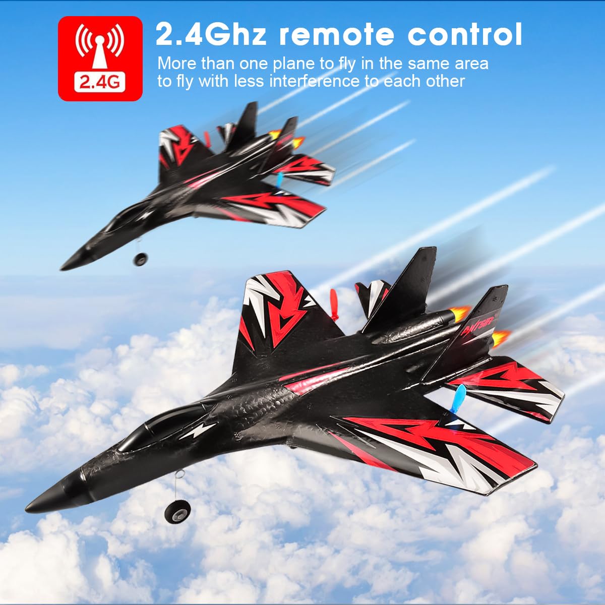 Roofworld New Upgrade Su27 Rc Airplane, Remote Control Fighter Toys, 2.4Ghz 6-Axis Gyro Stabilizer Rtf Glider Aircraft Plane Wit