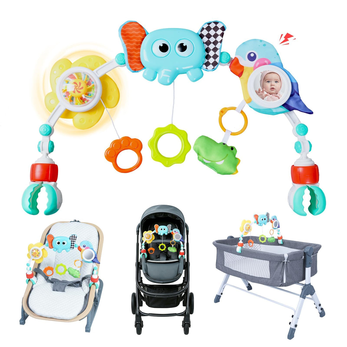 Orzbow Adjustable Stroller Hanging Toys for Bassinet, Car Seat & Bouncer