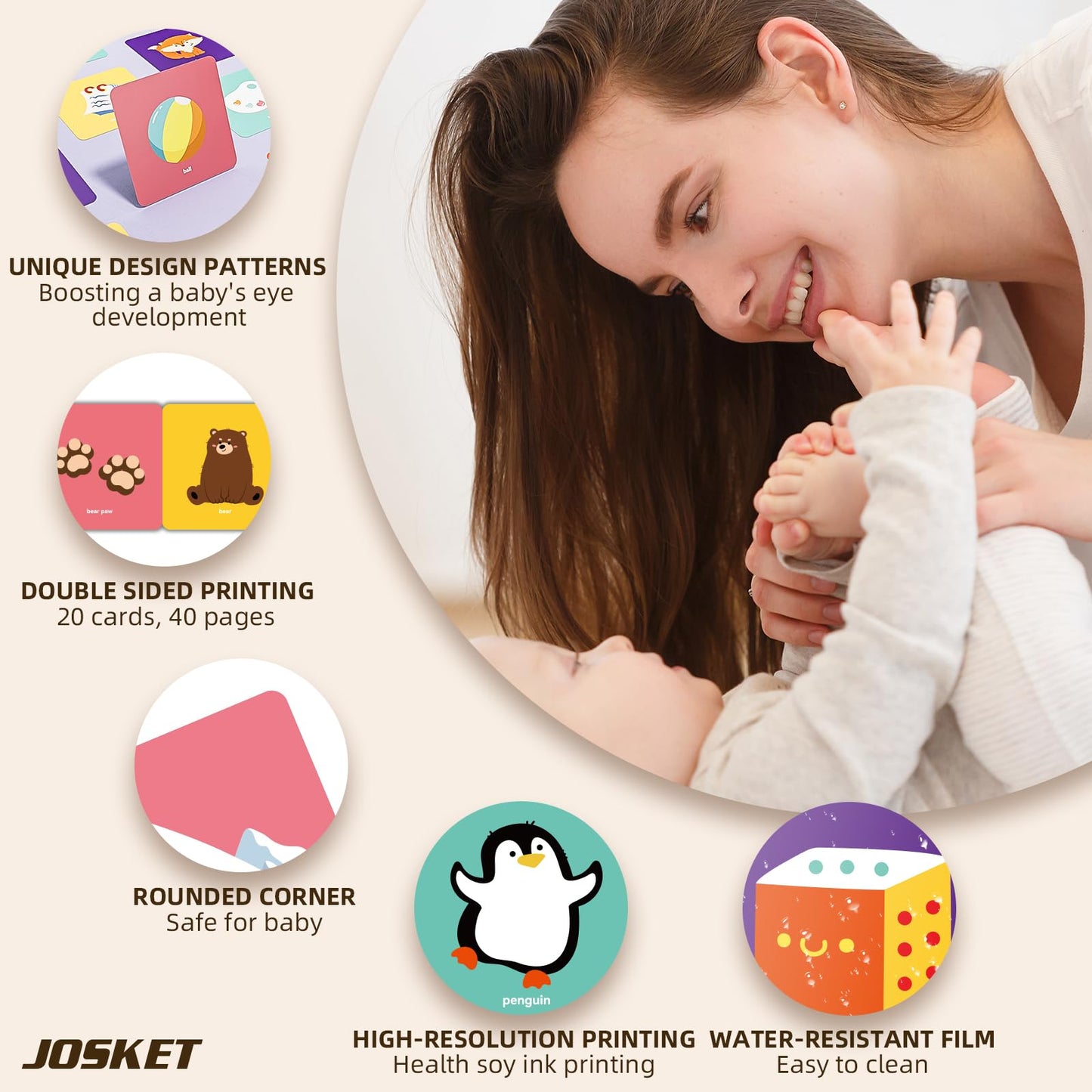 High Contrast Baby Cards Newborn Visual Stimulus Stimulation Black And White Cards Infants Flashcards Learning Cards Babies Gift