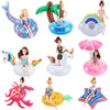 Inflatable Drink Floats & Coasters For 9 Pack Girl Dolls, Summer Pool Party Ring Holders For 11.42 Inch Tall Dolls