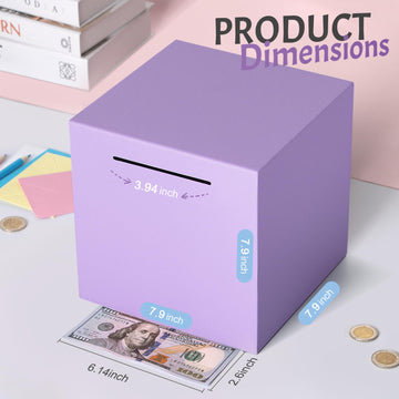 Piggy Bank For Adults Must Break To Open, Unbreakable Adults Piggy Bank Made Of Stainless Steel, Metal Saving Bank (Purple, 7.9-