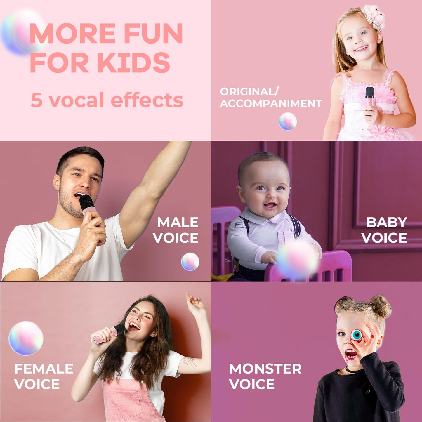 Yll Kids Karaoke Machine, Portable Bluetooth Speaker With Wireless Microphone, Christmas Kids Toys Gifts For Girls 4, 5, 6, 7, 8, 9, 10 +Year Old (Lightpink)