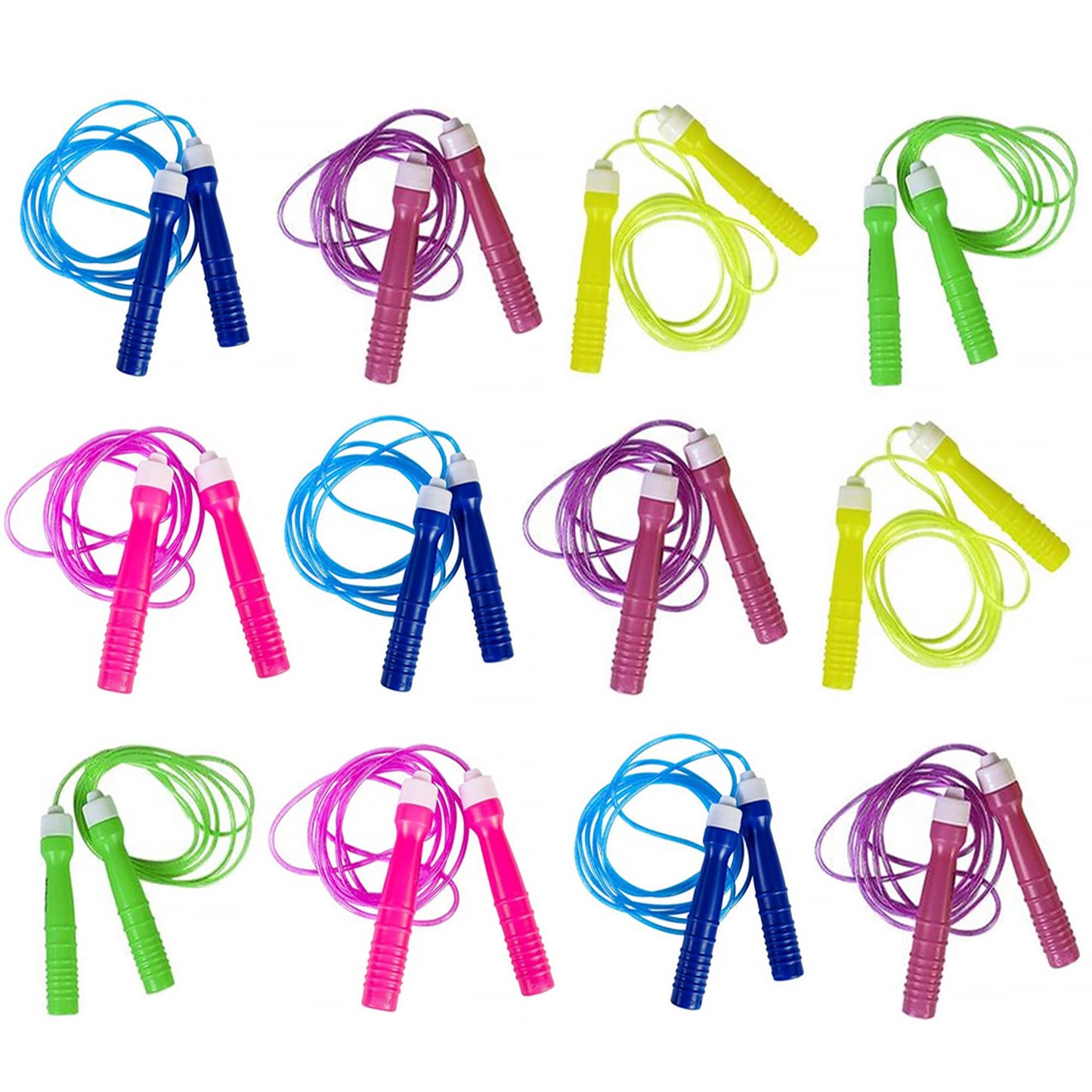 Artcreativity 7Ft Neon Jump Rope Set - 12 Pack - Vibrant Jumping Ropes For Kids - Durable Pvc Skipping Ropes - Great Birthday Party Favors, Goodie Bag Fillers, Gift Idea For Boys And Girls