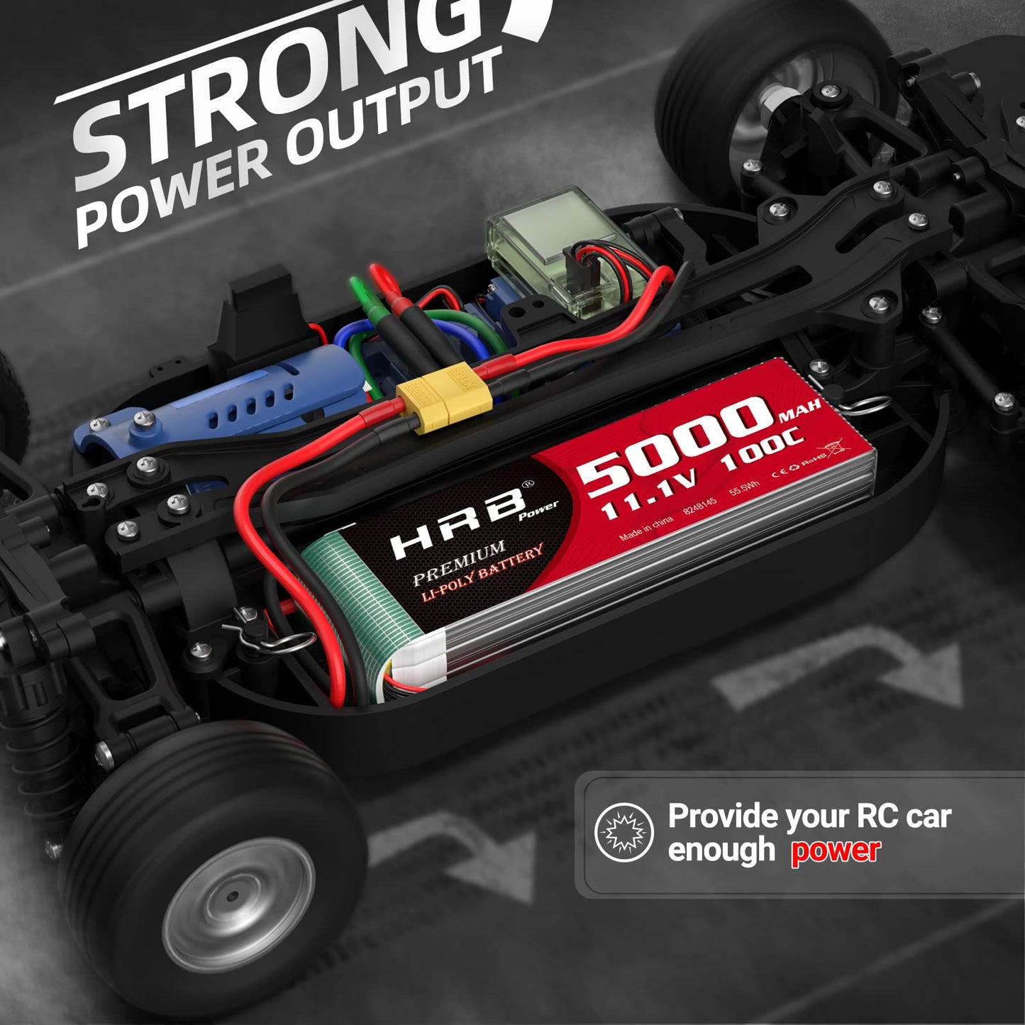 HRB 3S 5000mAh Lipo Battery XT60 100C 11.1V RC Lipo Battery Compatible with RC Car RC Plane RC Truck RC Boat (2packs)