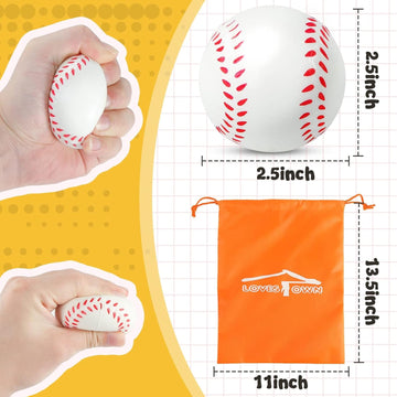Lovestown 20Pcs Baseball Stress Balls, 2.5Inch Mini Foam Baseballs Mini Sports Squeeze Balls Soft Baseball Toys For School Carnival Reward Sports Theme Party