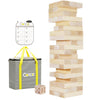 Gorock Large Size Tumble Tower 60 Pcs Wooden Block Stacking Games Stacks Over 5Ft Classic Indoor Outdoor Lawn Family Party Games