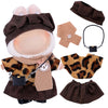 5pcs Handmade 15cm/17cm Doll Clothes for Labubu Outfits (No Doll) enhanced Clothes Accessories with Hat Shawl Scarf Skirt & Bag Cute Fashion Clothes for Girls Boys Collectors (Dark Brown) AK054DB