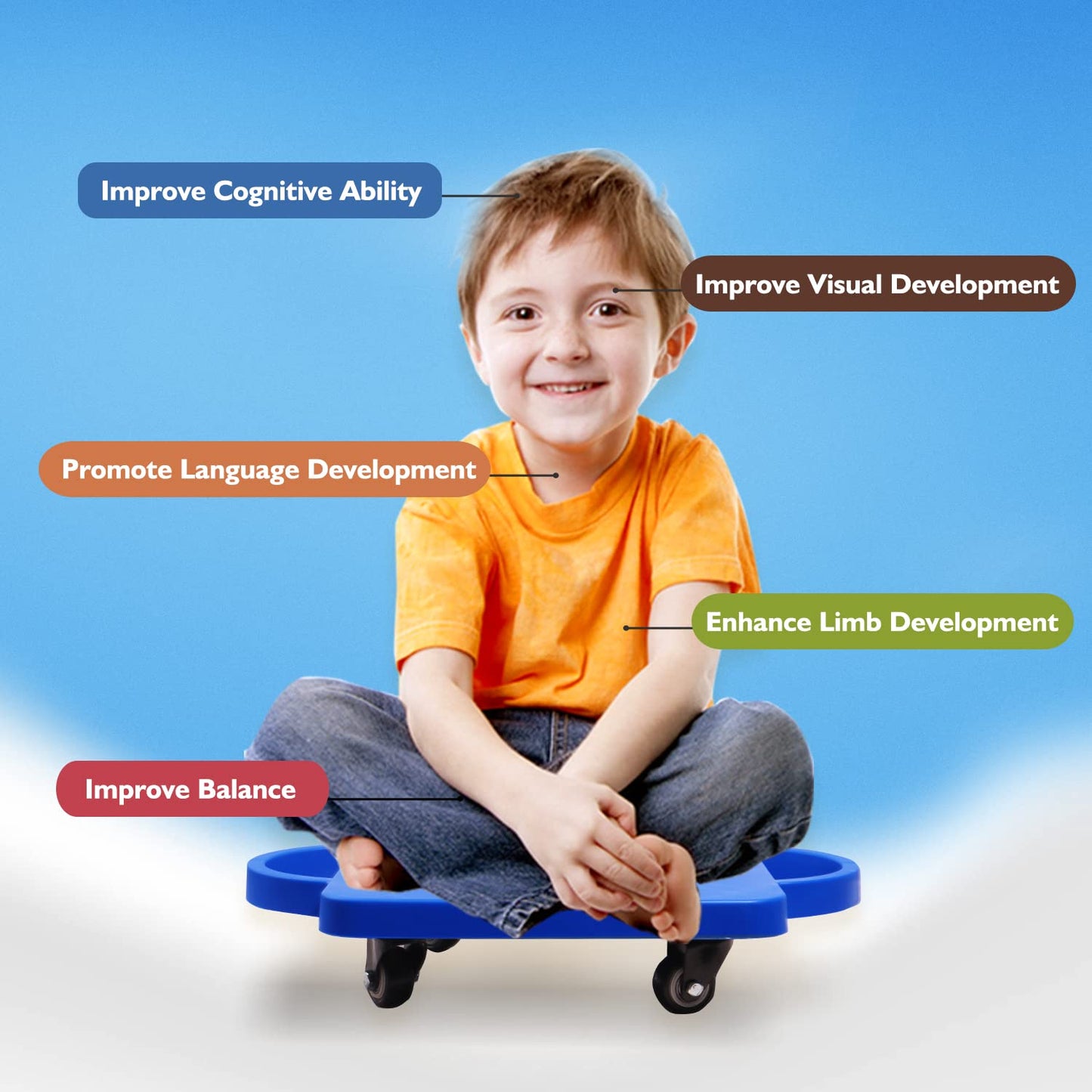 Gse Games & Sports Expert Green Indoor Scooter Board With Handles, Gym Floor Scooters For Kids, Recess Toys, Pe Equipment For El