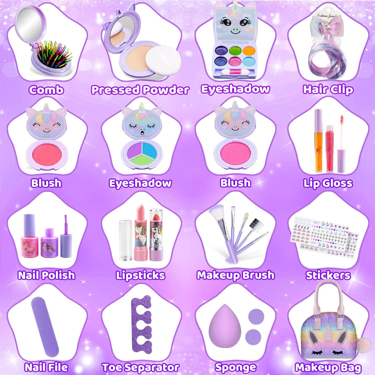 Kids Makeup Kit for Girl-Kids Makeup Girl Toys, Girl Makeup Sets Kids Toys Makeup Sets Little Girl Toddler Children Princess Chr