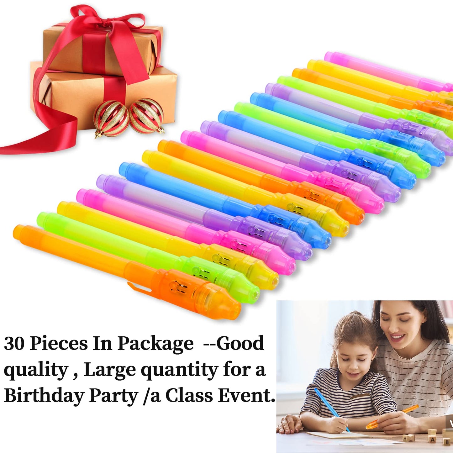 Enjocases 30 Pieces Invisible Ink Pen With Uv Light Spy Pen Magic Marker For Kids Secret Message Pens Party Favors Ideas Gifts E