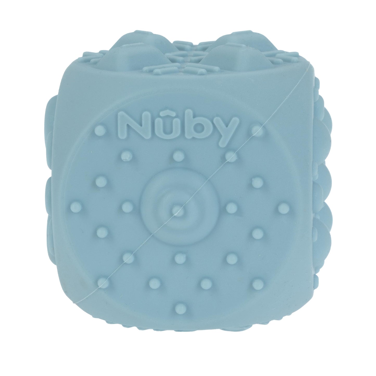 Nuby Silicone Block Poppers - (2-Pack) Interactive Baby Block Toy for Babies 10+ Months - Blue and Green
