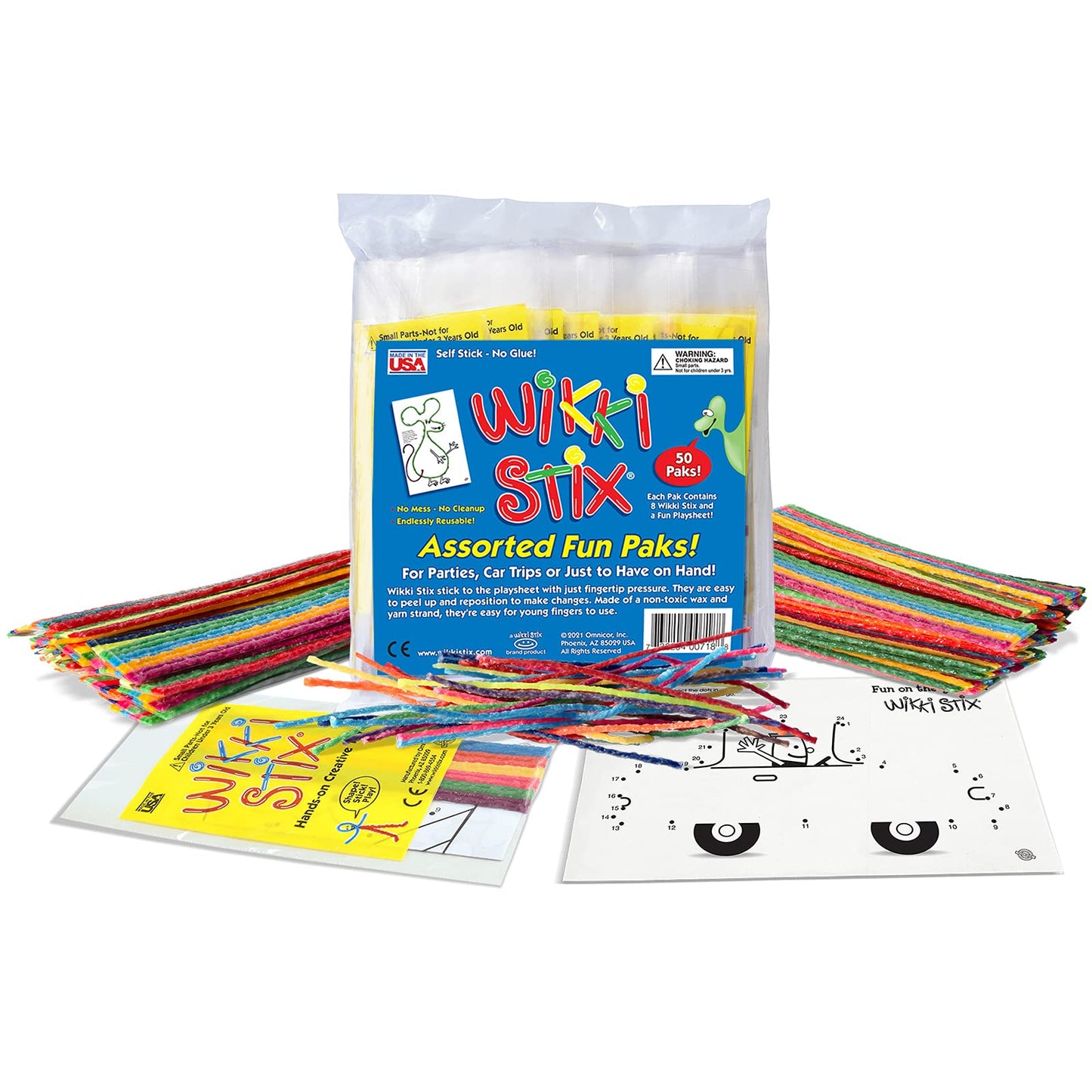 Wikki Stix Fun Paks, Contains 50 Individual paks! Great for Parties, Travel, classrooms, Award/incentives, Restaurants and Chris