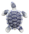 Ebros Terracotta Blue And White Feng Shui Celestial Sea Turtle Statue 4.5' Wide Talisman Of Stability And Fortune Lucky Tortoise Figurine Decorative Zen Turtles Tortoises