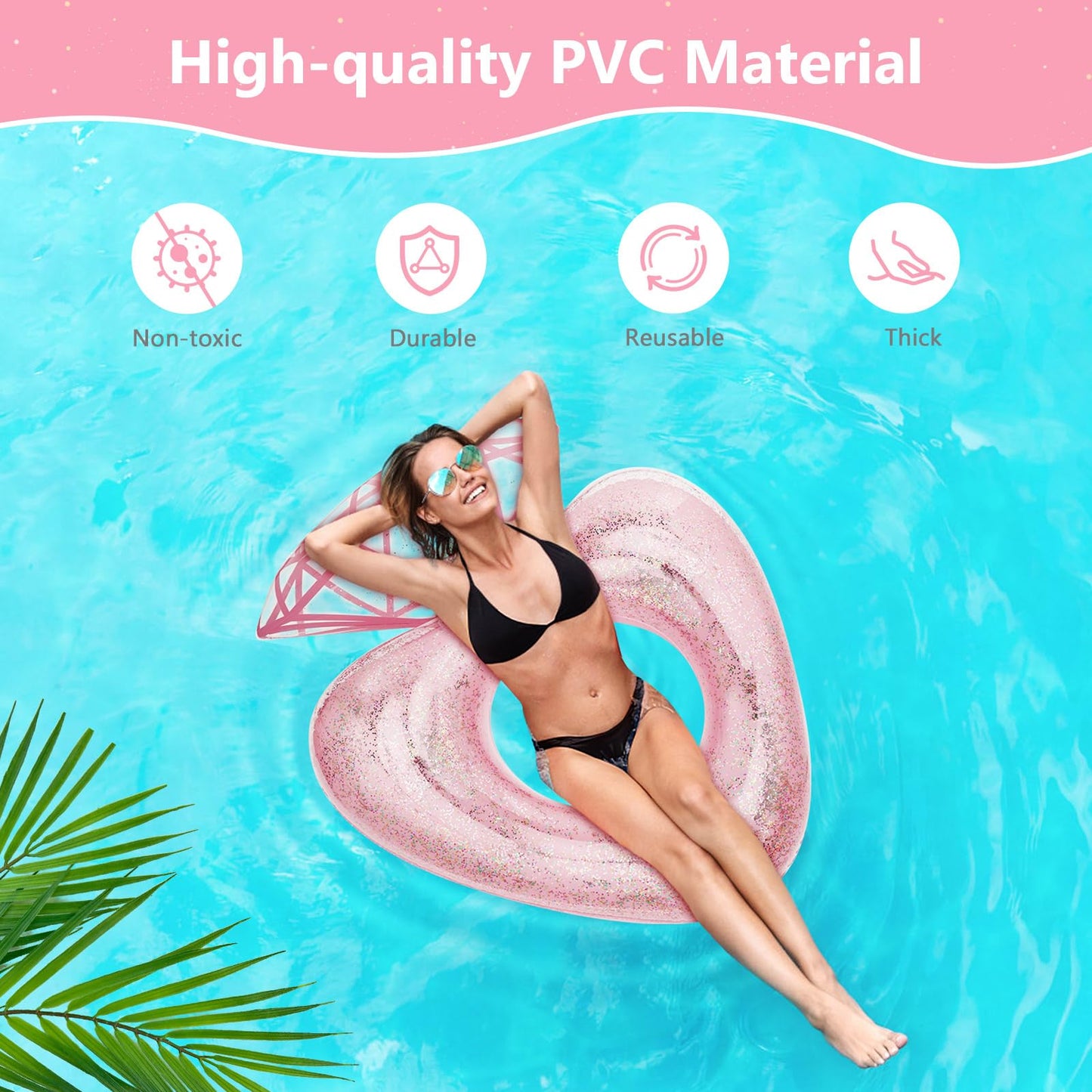Moko Inflatable Pool Floats For Adults, Clearance Bachelorette Party Decorations Heart Shaped Swim Ring Summer Swimming Tube Water Fun Beach Wedding Pool Toys Swimming Circle