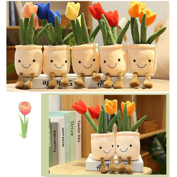 Evlooe 3Pcs Succulents/Tulip Plush Toy, Cute Succulents Plushies, Stuffed Potted Plants Plush Doll, Soft Plush Succulent Gifts F