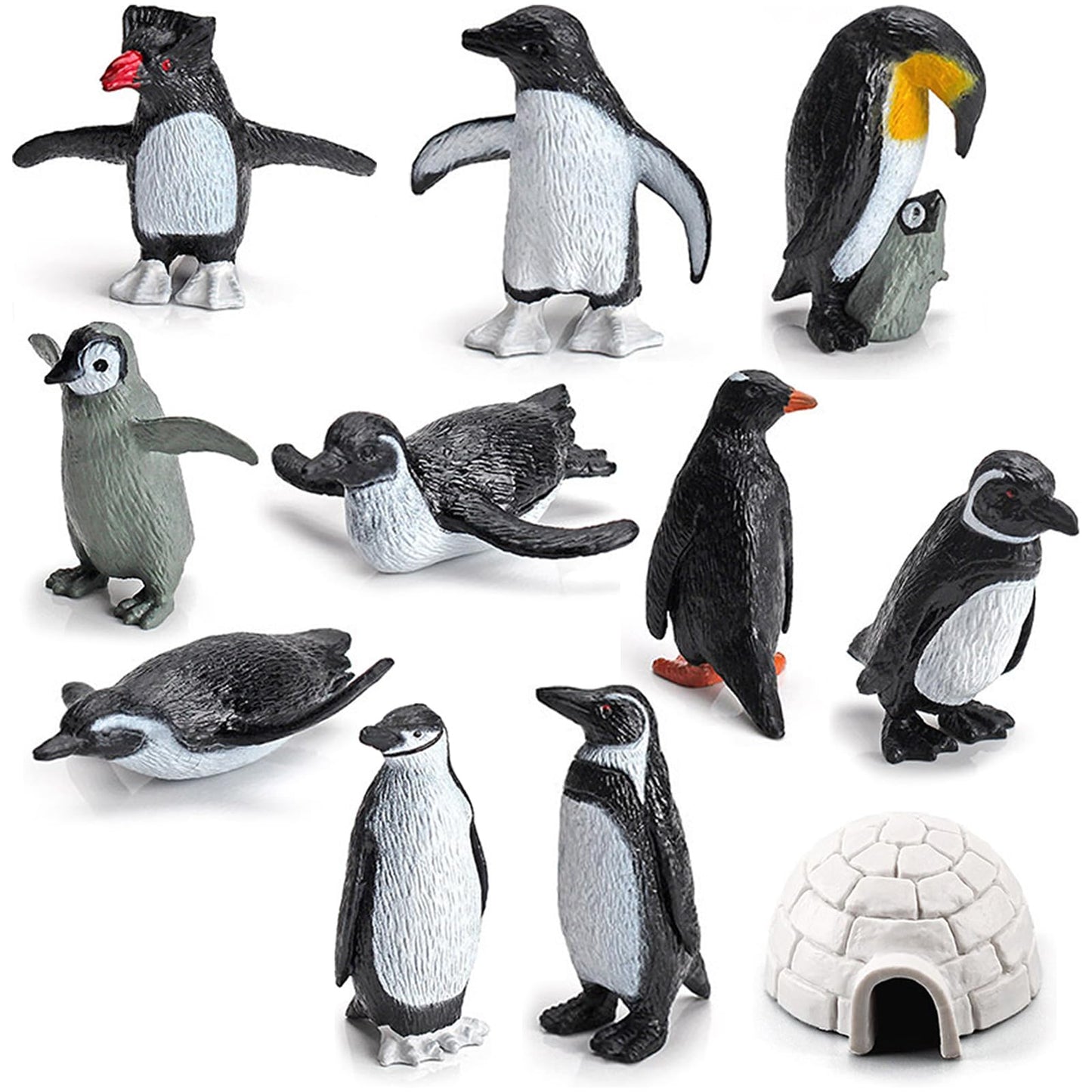 Onest 11 Pieces Mini Penguin Figurines Toy Set Realistic Arctic Animals Toys Penguins Cake Toppers Polar Small Penguin Figures For Kids Birthday Gift