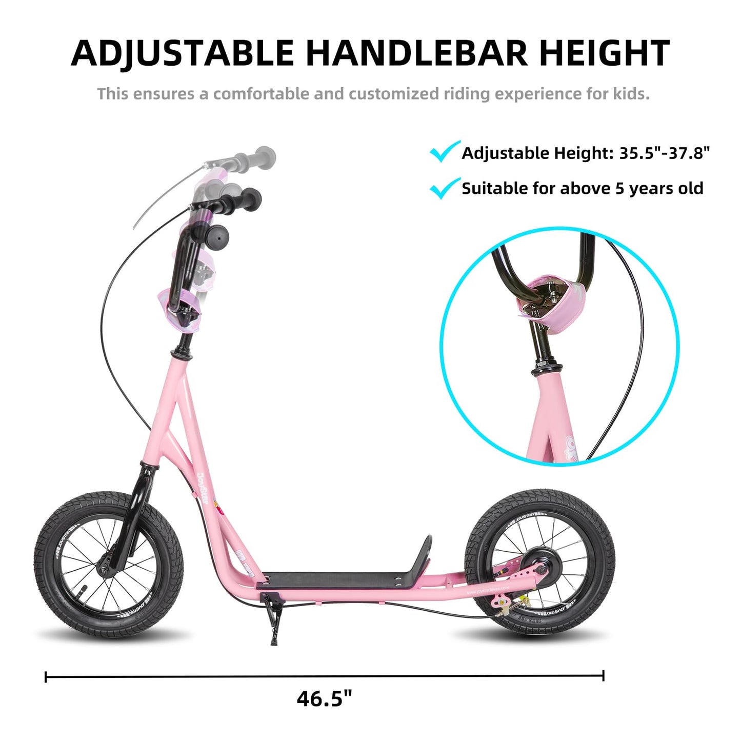 JOYSTAR Kick Scooter for Ages 5-9 Years Old Boys Girls 12 Inch Big Wheels Scooters for Kids Teens and mature-themeds Adjustable Handlebar Kids Scooter Pink