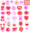 Leehur 30 Pcs Valentines Day Mochi Squishy Toys Squishies For Kids School Class Classroom Valentines Day Cards Gifts Prizes Part