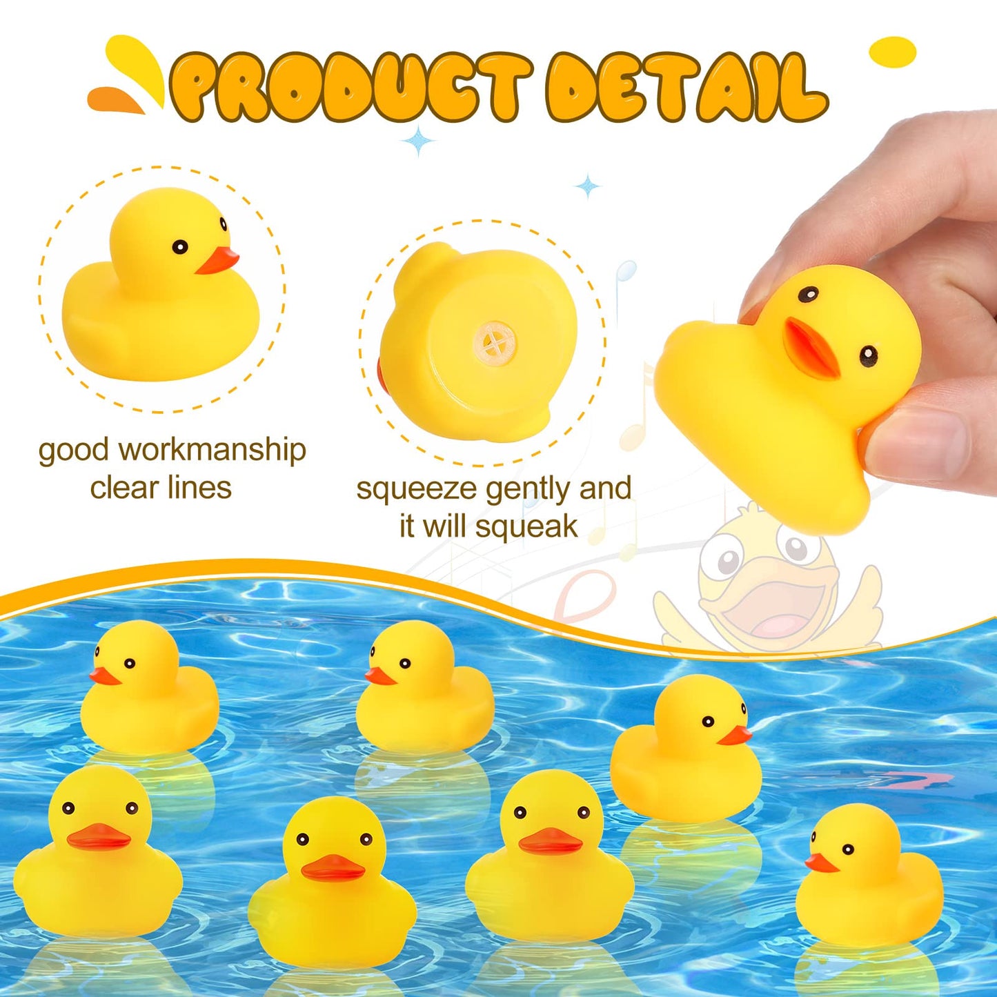 Zhanmai 300 Pcs Rubber Duck Bath Toys, Mini Float Squeak Ducks Bulk For Tiny Baby Shower Preschool Bathtub Toy Pool Party Supplies Birthday, Yellow(2.17 X 1.97 X 1.65 Inch)