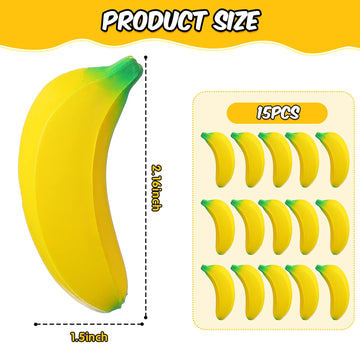 Kasyat 15 Pcs Banana Stress Toys Banana Stretchy Toys Pu Relief Stress Balls Tiny Party Supplies For Relief Party Favors(2.36 Inches)