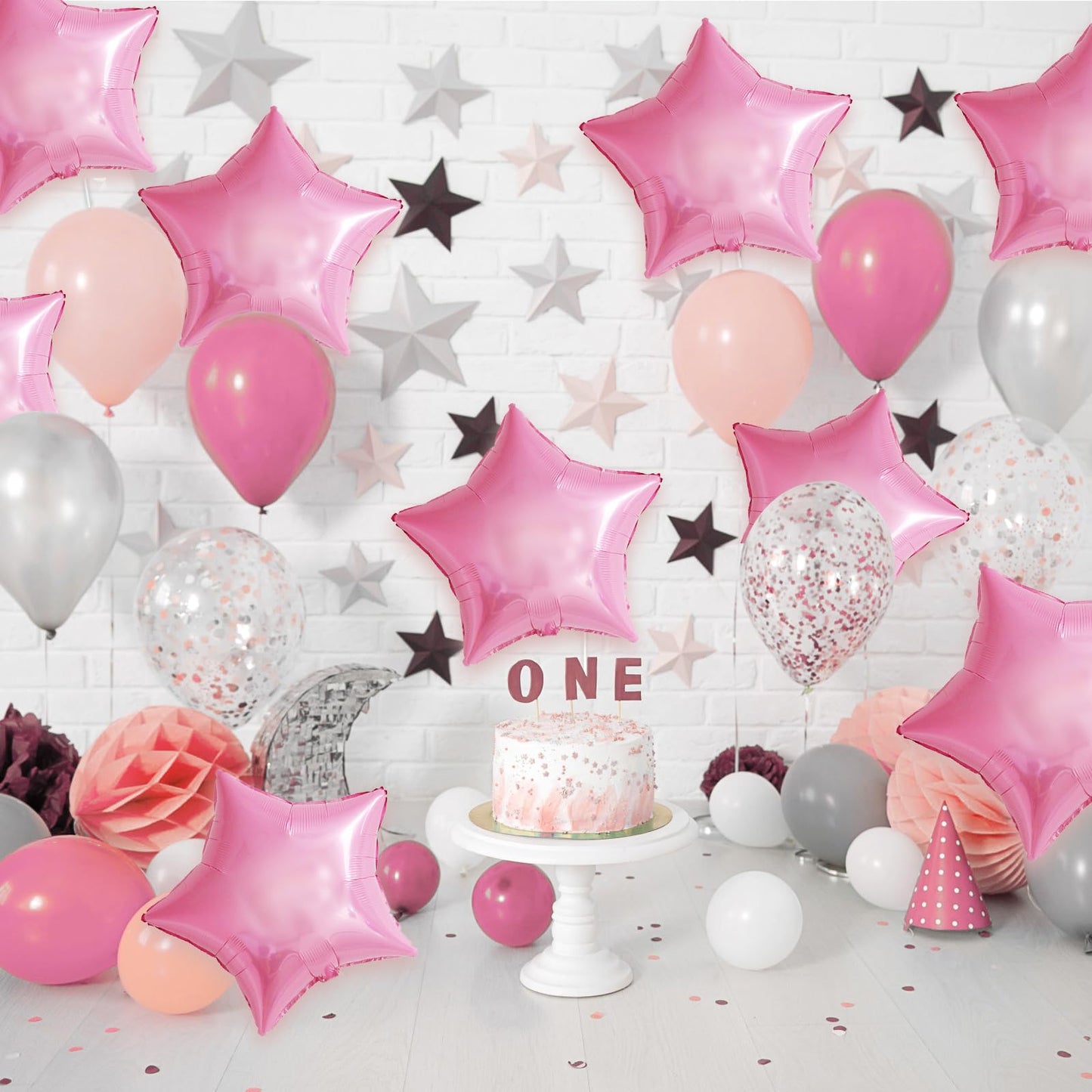 Pink Star Foil Balloons, 18 Inches Star Foil Balloons For Helium, 10 Pcs Light Pink Helium Birthday Balloons, Graduations Party