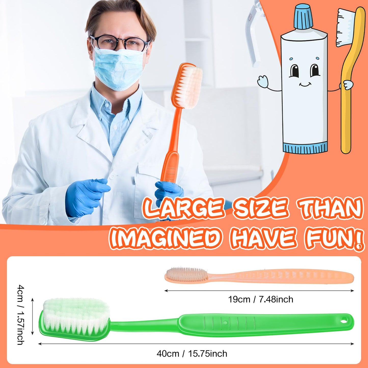Ireer 2 Pieces Giant Toothbrush Prop Large Toothbrushes Big Brush Oversized Gag Novelty Toys for Costume Take Picture Comedy Par