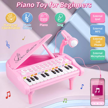 Amy & Benton Piano Toy - 24-Key Pink Toddler Piano - Perfect First Birthday Gift for Girls 1-3 Years Old