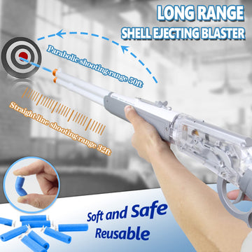 Foam Dart Blaster With Shell Ejection Soft Foam Blaster 38Inch Toy Blaster With 6Pcs Shells,20Pcs Soft Foam Darts For Kids Teens